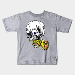 skeleton eating pizza Kids T-Shirt